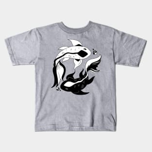 Black and White Yin and Yang Koi Fish Kids T-Shirt